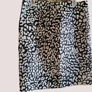 Black & White Animal Print  Pencil Skirt Horizontal Pleats Med